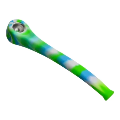 Silicone Hobbit Pipe – 9in - Color#Red / Blue>White / Green