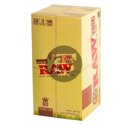 RAW Organic Pre Rolled King Size Cones 32 Packs of 3