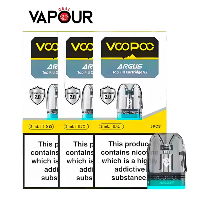 VooPoo Argus V2 Replacement Pods - 0.4ohm - 2ml, 0.7ohm - 2ml