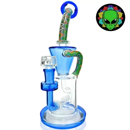 AFM Glass TX617 Recycler Bong – 11in - Color#Black/Red>Green>Teal>Blue