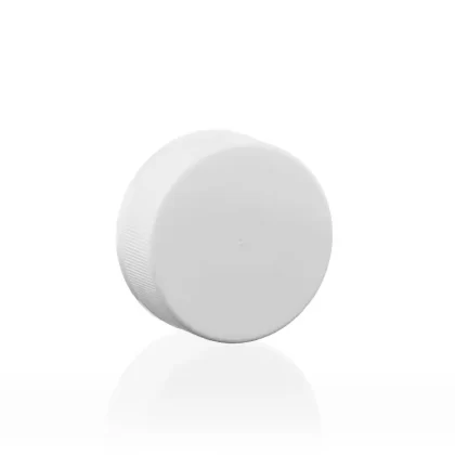 Child Resistant Plastic Caps | Ribbed Gloss w/ Foam Liner | 38mm – White – 80 Count