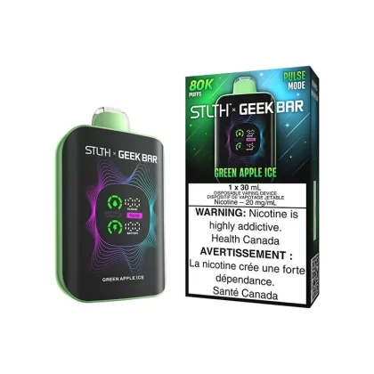 STLTH X GEEKBAR Green Apple Ice 80K Disposable Vape, 30mL - Strength#20MG>20MG (ONT-TAX)