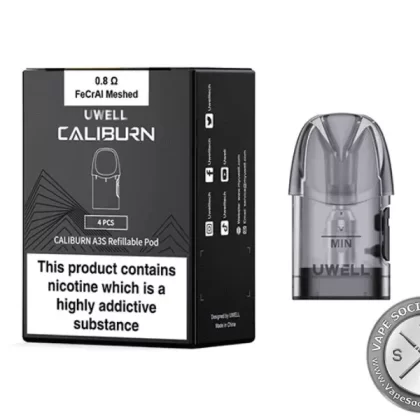 UWELL CALIBURN A3S Replacement Pods - 0.8ohm FeCrAl Meshed, 1.0ohm FeCrAl Meshed