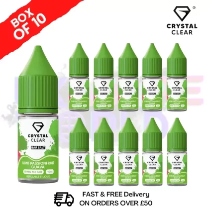 Kiwi Passionfruit Guava Crystal Clear Nic Salt Box Of 10 – Only £17.99