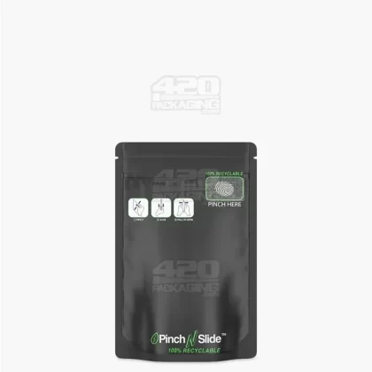 Child Resistant & Tamper Evident | 100% Recyclable Pinch N Slide 3.0 Matte Black Mylar Bags | 3.6in x 5.7in – 3.5g – 250 Count