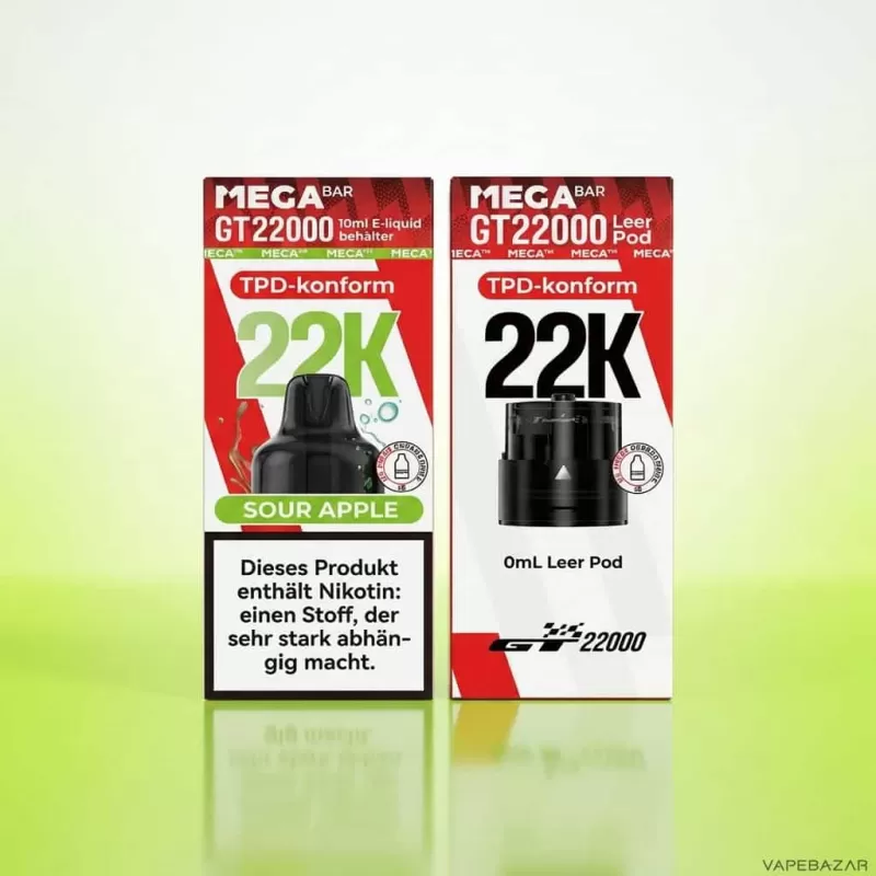 MEGABAR GT22000 Prefilled Pods – Sour Apple (10ml) - Image 2