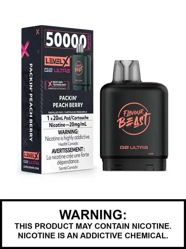 Packin Peach Berry Flavour Beast Level X Ultra Pods