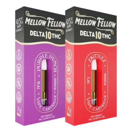 Mellow Fellow Delta 10 1ml Vape Cartridge Bundle (2 Pack) | Indica