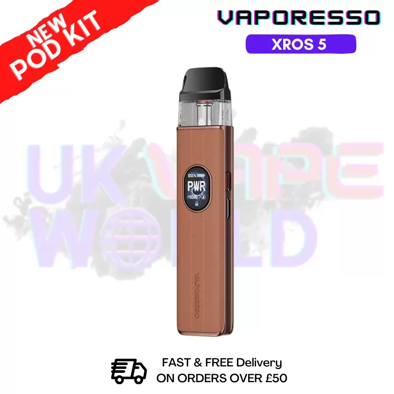 Brown Leather Vaporesso Xros 5 Pod Vape Kit
