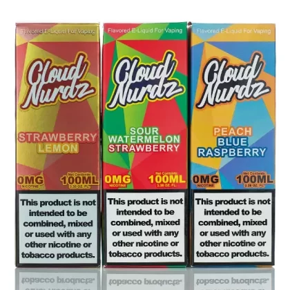 Cloud Nurdz E-Liquid - No Nicotine Vape Juice - 100ml - Peach Blue Raspberry
