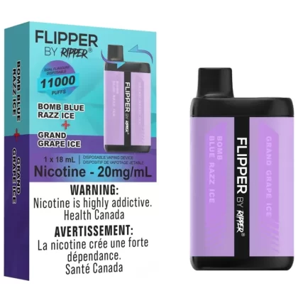 Flipper by Ripper 11K Disposable Vape – Bomb Blue Razz Ice & Grand Grape Ice