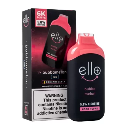 ELLO PLUS BY BLVK BUBBAMELON DISPOSABLE 6000PUFF VAPE