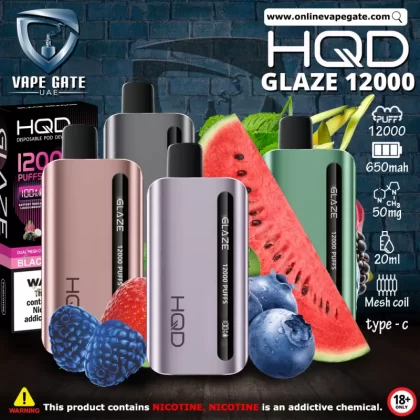 HQD GLAZED RECHARGEABLE DISPOSABLE VAPES (12,000PUFFS) - Blue Razz