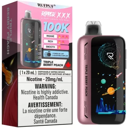 RUFPUF RIPPER XXX 100K Disposable Vape – Triple Berry Peach
