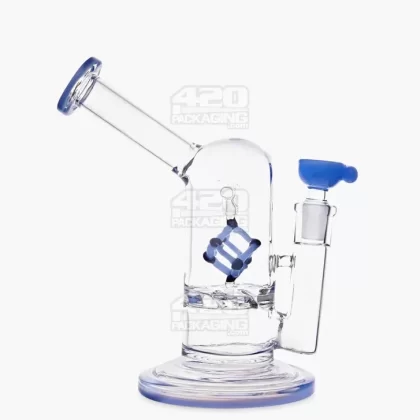 USA Glass | Vortex Perc Glass Water Pipe w/ Spinning Cube | 7in Tall – 14mm Bowl – Blue