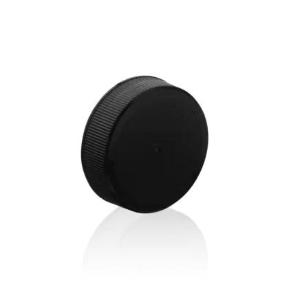 Plastic Cap | Ribbed Matte w/ Foam Liner | 38mm – Black – 80 Count - Ejuicewarehouse