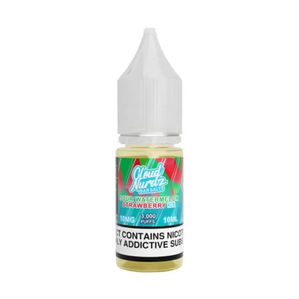 Cloud Nurdz Iced Sour Watermelon Strawberry Nic Salt Vape Juice - 10 Pack - Strength 20mg