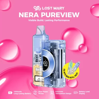 Lost Mary NERA PUREVIEW 40K Disposable KIT - 40,000 Puffs - Pomegranate Blast | Transparent