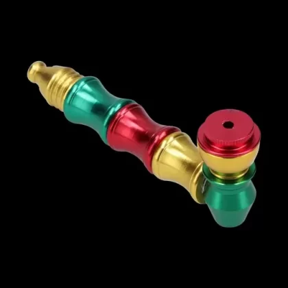 Rasta Colored Metal Hand Pipe
