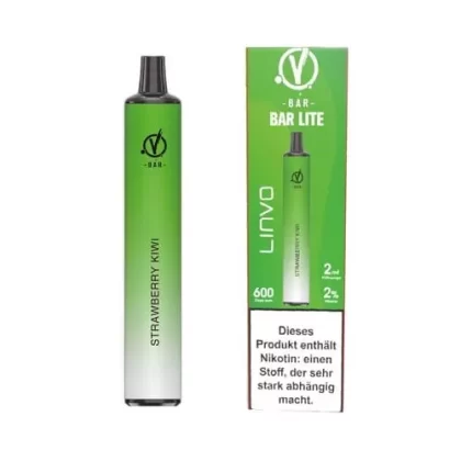 LINVO BAR LITE – Strawberry Kiwi - Linvo Bar Lite / Kiwi / Propylenglykol / pflanzliches Glycerin / Aromastoffe / Ethyl Maltol ( kann allergische Reaktionen hervorrufen) / Nikotin / 20mg/ml / 550 mAh