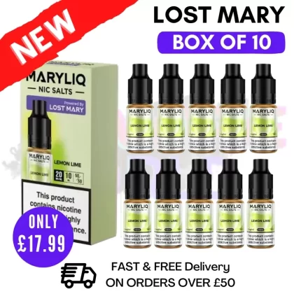 Lemon Lime MaryLiq Nic Salt BOX OF 10