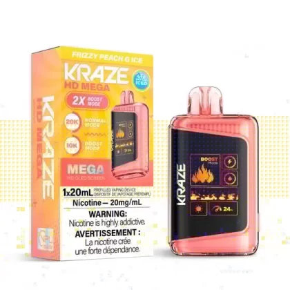 Kraze HD Mega Disposable Vape – 20K Puffs – Frizzy Peach G Ice