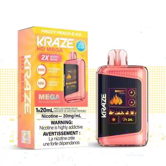 Kraze HD Mega Disposable Vape – 20K Puffs – Frizzy Peach G Ice