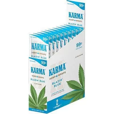 Karma Blazin’ Blue Hemp Wraps - Product#Blazin’ Blue~Packaging#25 Packs of 2>Pack of 2
