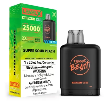 Flavour Beast Level X Boost G2 25k – Super Sour Peach Iced (PROV)