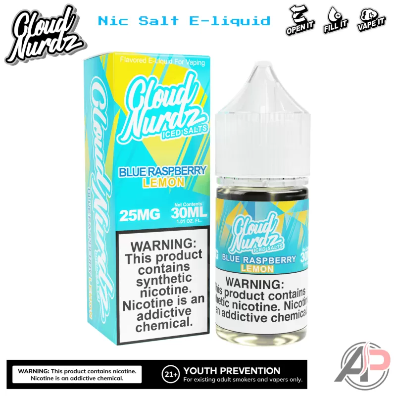 Cloud Nurdz Blue Raspberry Lemon Iced E-Liquid 100mL - 0mg - 100mL, 3mg - 100mL - Image 2