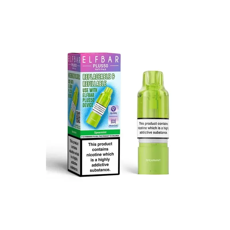 ELF BAR Plus 50 Refill Pack Spearmint - Strength#20mg (68D0A9)