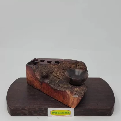 Dynavap stand in Amboyna Burl with Ebony ABV Bowl by Aezhenn Wood - Vape Store