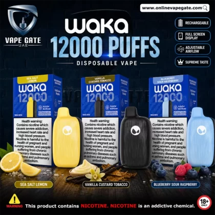Waka Nova Rechargeable Disposable Vapes 12,000 Puffs - 18 mg / Blueberry Sour Raspberry