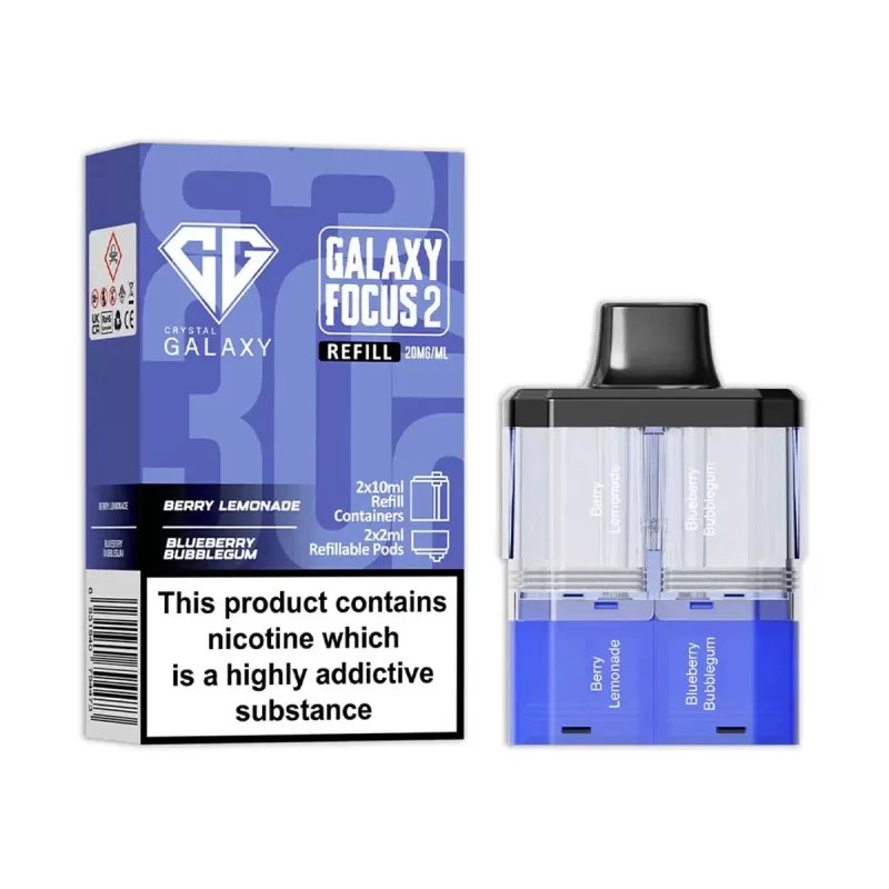 Crystal Galaxy Focus 2 Prefilled Pods - Strawberry Raspberry Cherry Ice / Strawberry Raspberry Blueberry - Image 2