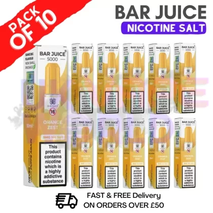 Orange Zest Bar Juice 5000 Nic Salt | Box of 10 | ONLY £13.99