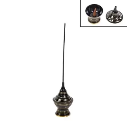 ZenN – Brass Black & Golden Mini Incense Burner (Stick/Cone)