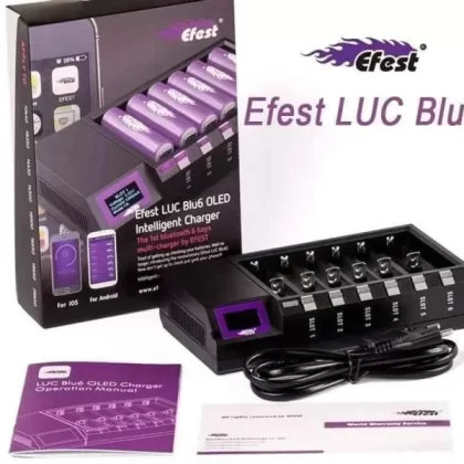 Efest LUC BLU6 6 Channel Digital Battery Charger with Bluetooth - Vape Store