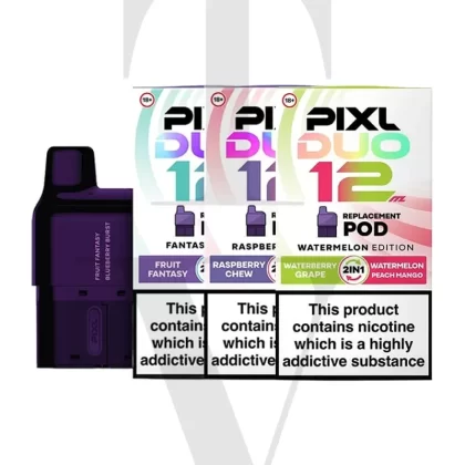 PIXL DUO 12 REPLACEMENT PODS - Select Your Flavour#Blue Edition>Cherry Edition>Fantasy Edition>Lemonade Edition>Lime Edition>Mint Edition>Pink Edition>Purple Edition>Raspberry Edition>Red Ed