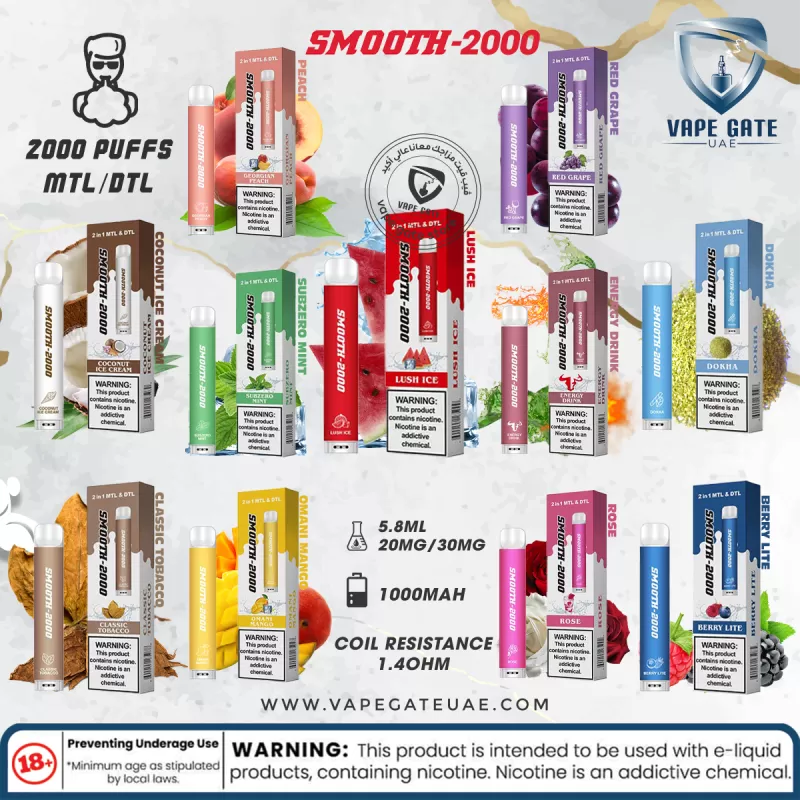 Smooth 2000 Disposable (30MG - 2000 MTL & DTL Puffs) - Subzero Mint