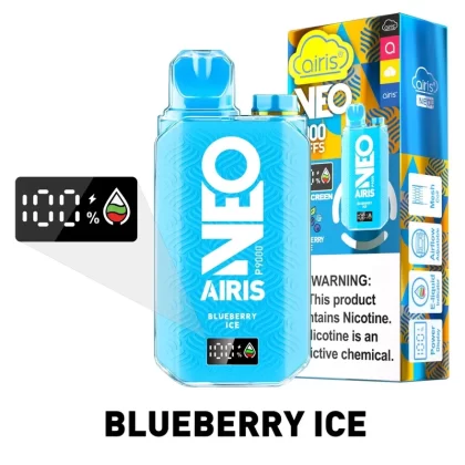 Airis NEO P9000 Disposable Vape - Flavor#Blackberry Ice>Blue Raz Ice>Blueberry Ice>Columbia Coffee>Cool Mint>Kiwi Strawberry>Lush Ice>Mango Ice>Peach Mango Watermelon>Pina Colada Ice>Triple (B129DF)