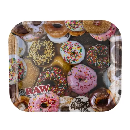 RAW® Rolling Tray | ‘Donuts’ | Large – 13″ x 11″ – Metal