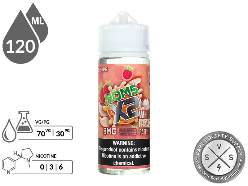 White Peach Raspberry NOMS X2 120ml - Image 2