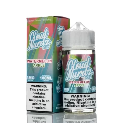 Cloud Nurdz E-Liquid Watermelon Apple Iced 100ml (3mg)