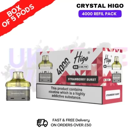 Strawberry Burst Crystal Higo 4000 REFIL Pods BOX OF 5