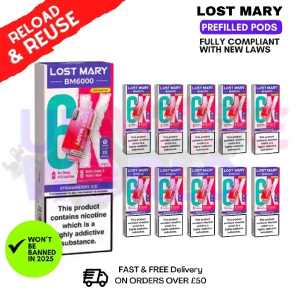 Strawberry ICE Lost Mary BM6000 Replacement Pods BOX OF 10