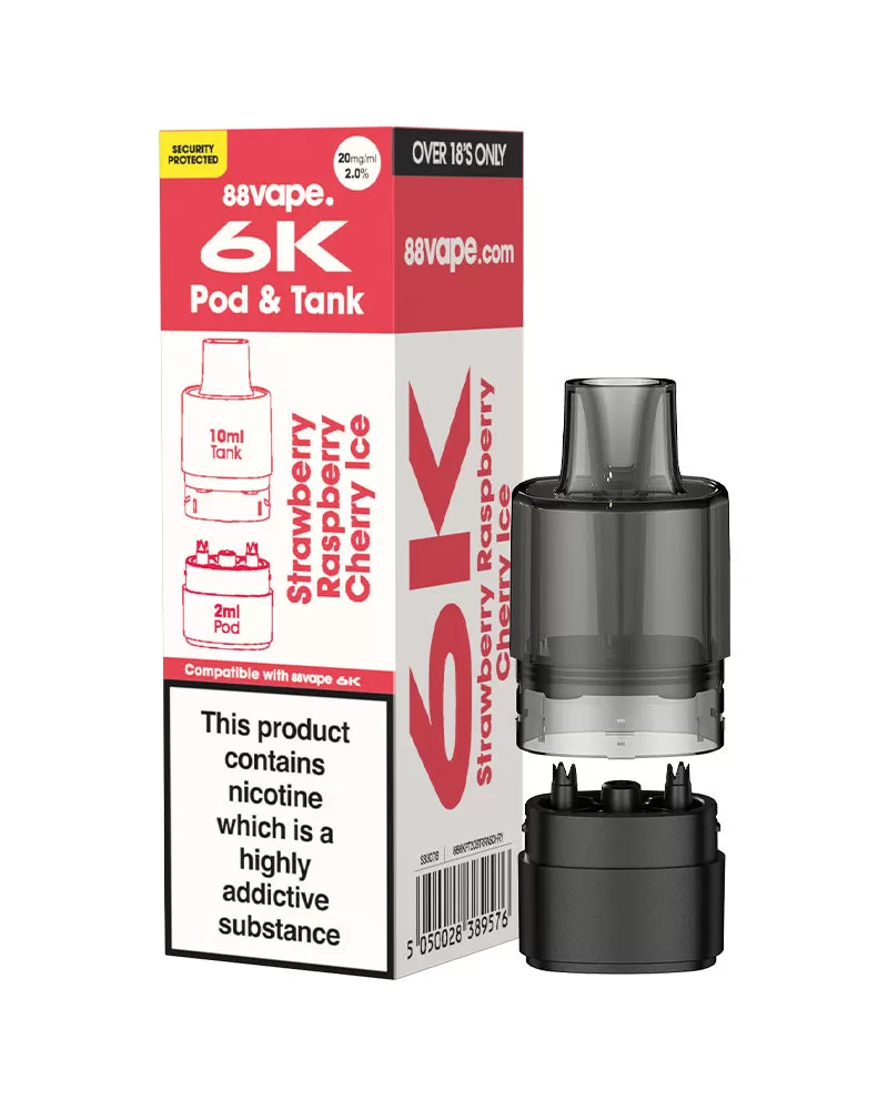 88Vape 6K Strawberry Raspberry Cherry Ice Refill Pack