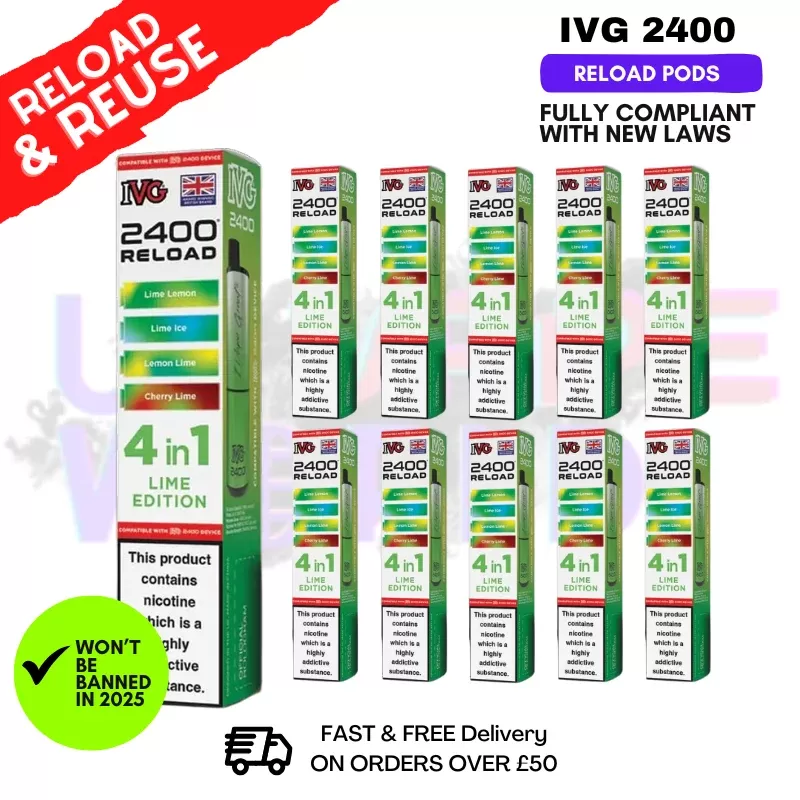 Lime Edition IVG 2400 RELOAD Pods – Box Of 10