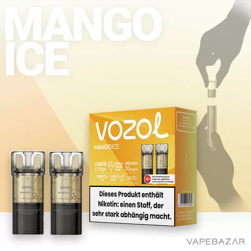 VOZOL Switch Pro Pods – Mango Ice – Prefilled Liquid – 2er Pack - Image 2