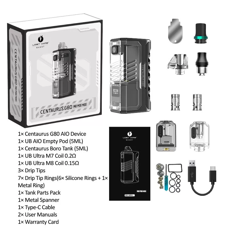 Lost Vape Centaurus G80 80W AIO Pod Mod Kit - Gunmetal Iron - Image 3