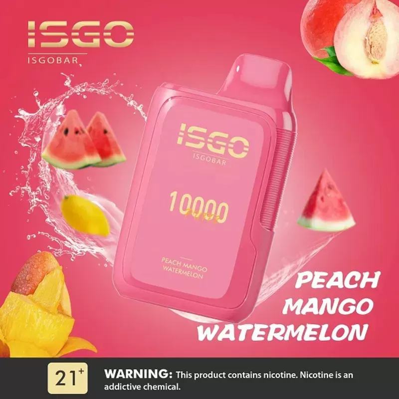 Isgo Peach Mango Watermelon 10000 Puffs Disposable Vape